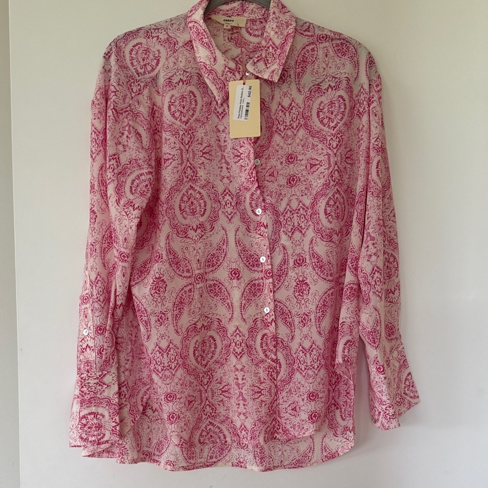 Entro Paisley Floral Button-Down Long Sleeve Boluse NWT small - Picture 8 of 11